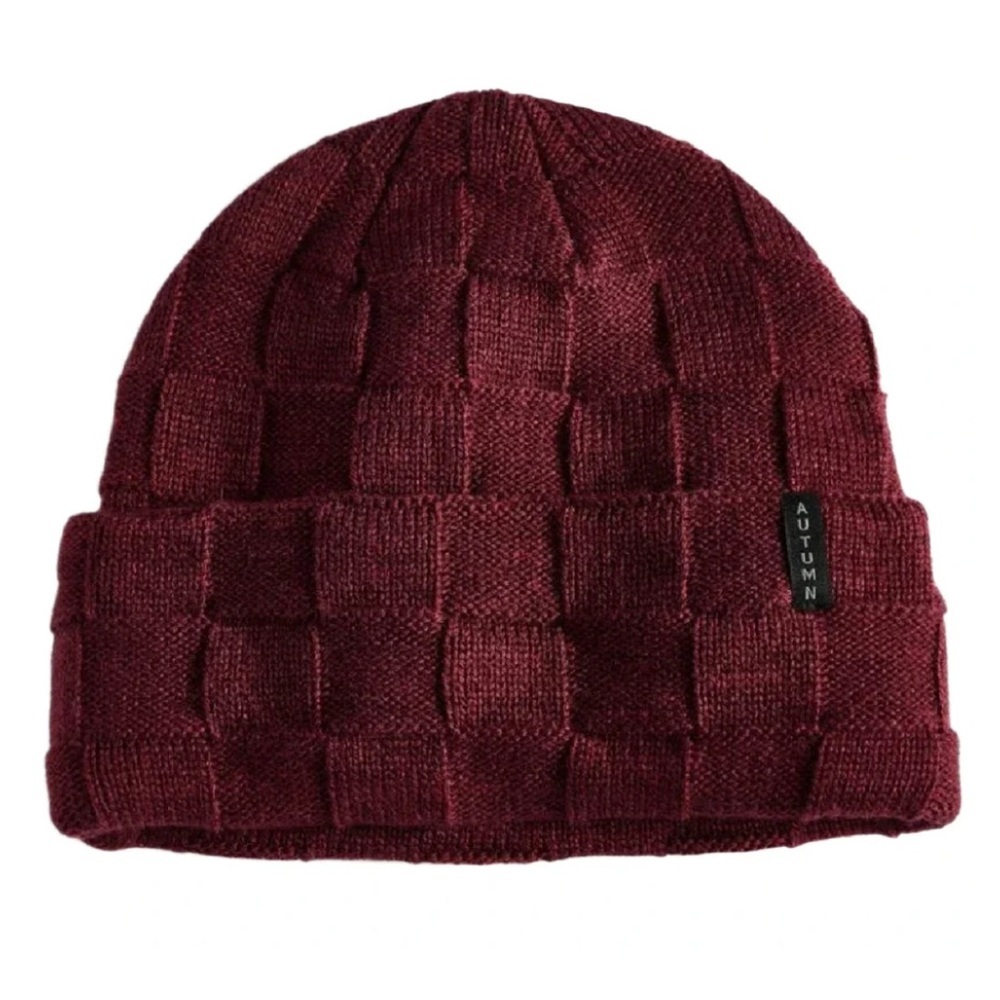 NWT autumn Mens Unisex Burgundy Winter Fall Hat  Beanie Wool Blend One Size